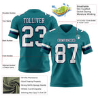 Custom Teal White-Navy Authentic Football Jersey