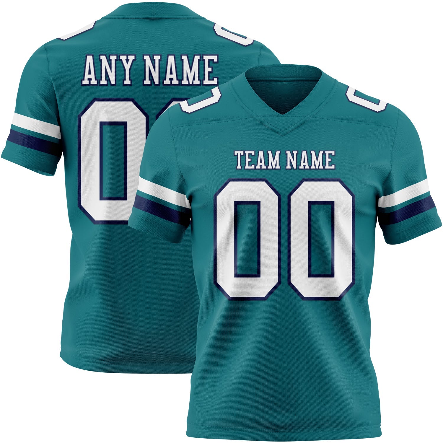 Custom Teal White-Navy Authentic Football Jersey