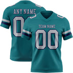 Custom Teal Gray-Navy Authentic Football Jersey