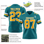 Custom Teal Gold-White Authentic Football Jersey