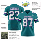 Custom Teal White-Purple Authentic Football Jersey