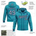 Custom Stitched Teal Gray-Navy Baseball Pullover Sweatshirt Hoodie