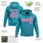 Custom Stitched Teal Pink-White Baseball Pullover Sweatshirt Hoodie