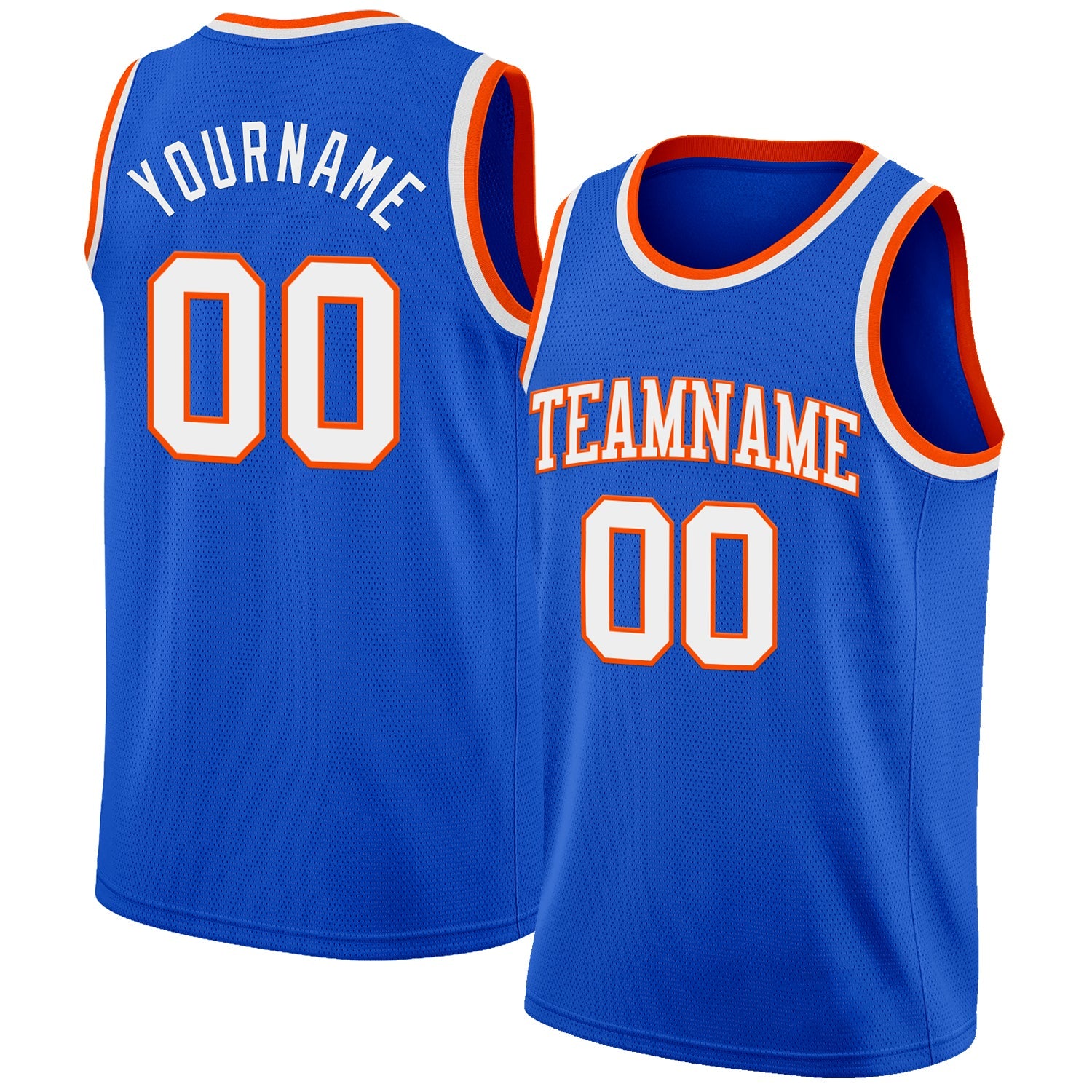 Custom Thunder Blue White-Orange Authentic Basketball Jersey