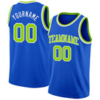 Custom Thunder Blue Neon Green-White Authentic Basketball Jersey