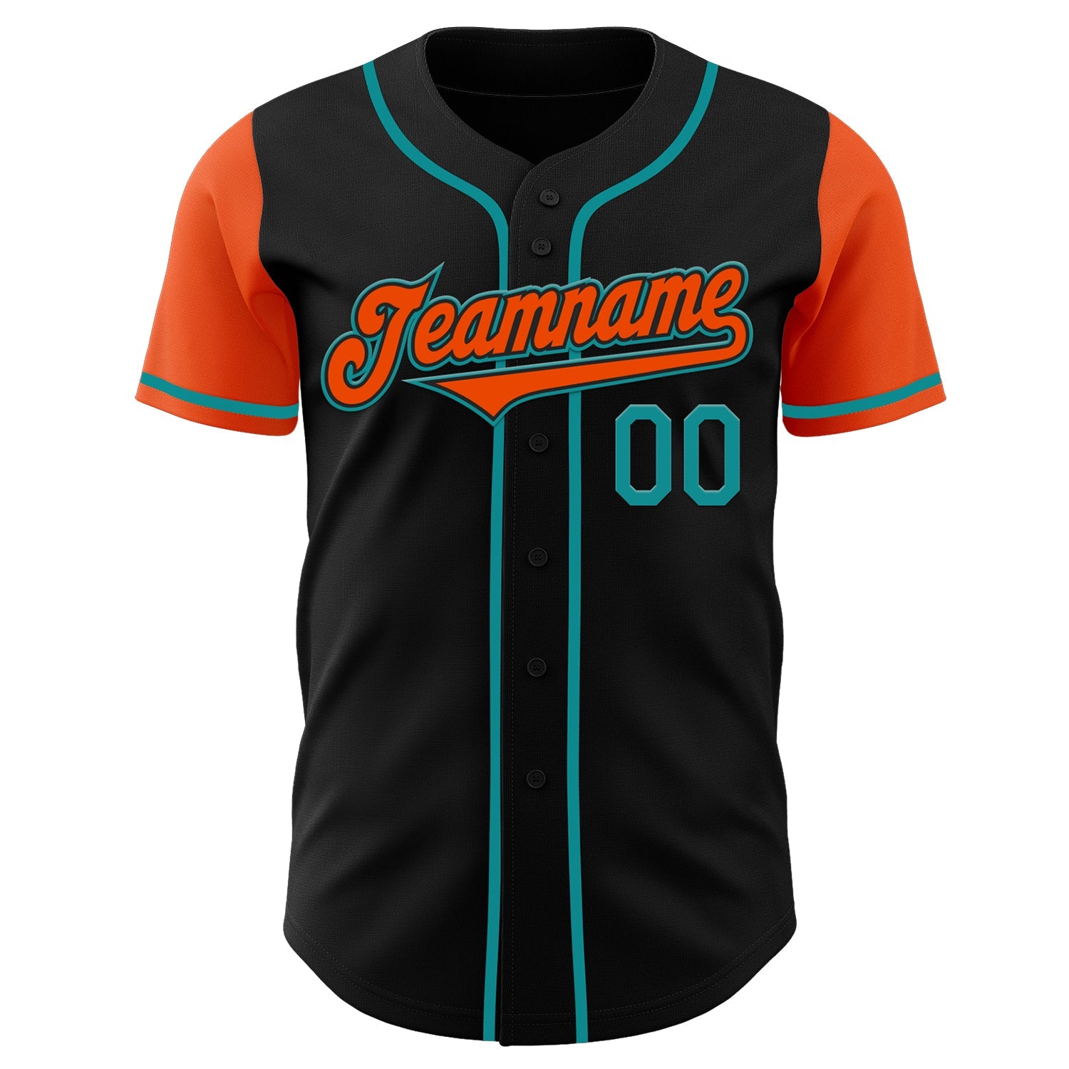 Custom Black Orange-Teal Authentic Two Tone Baseball Jersey