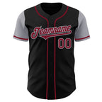 Custom Black Crimson-Gray Authentic Two Tone Baseball Jersey