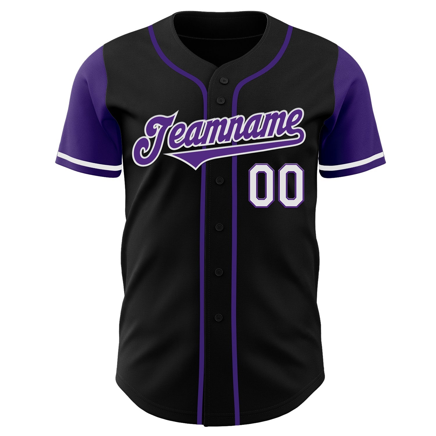 Custom Black Purple-White Authentic Two Tone Baseball Jersey