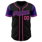 Custom Black Purple-Pink Authentic Two Tone Baseball Jersey