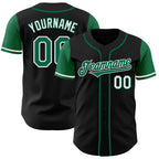 Custom Black Kelly Green-White Authentic Two Tone Baseball Jersey