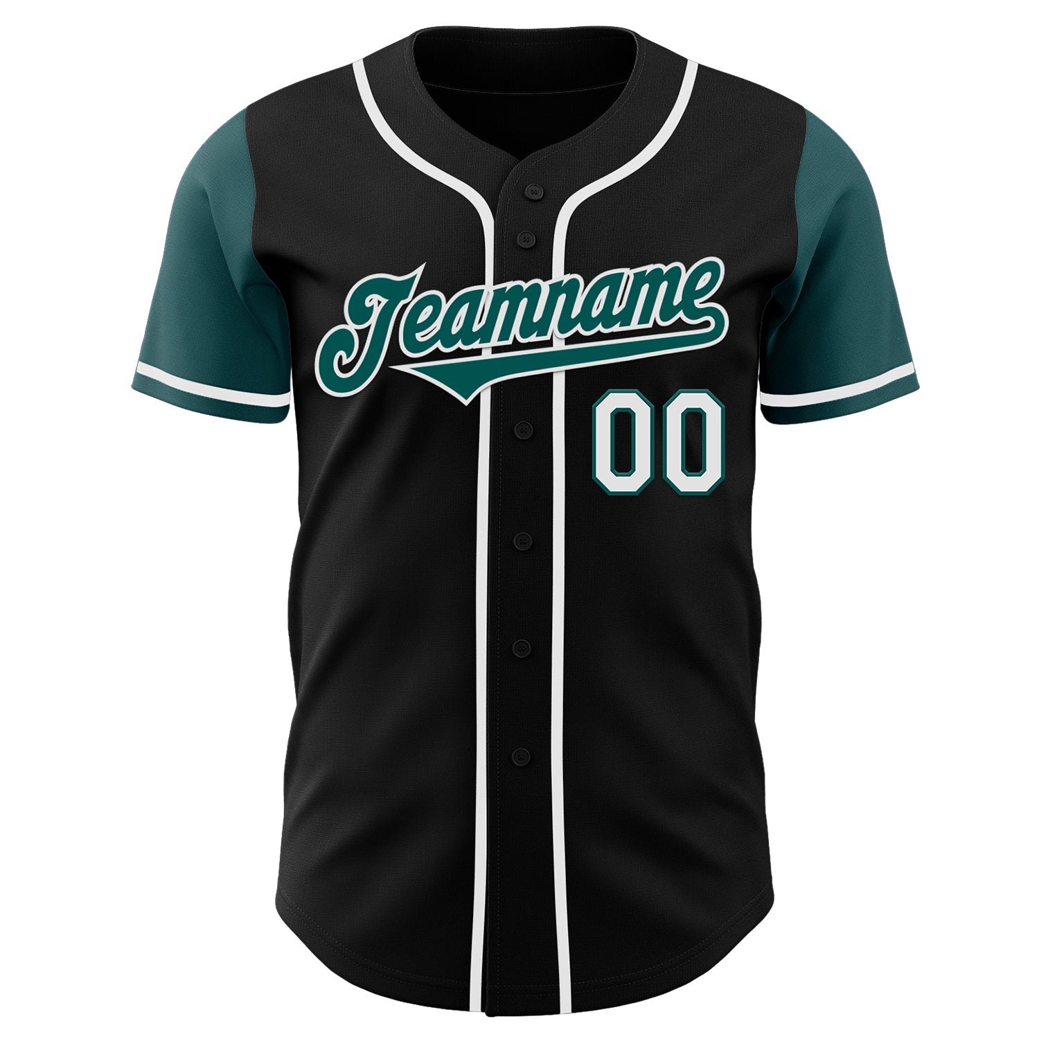 Custom Black Midnight Green-White Authentic Two Tone Baseball Jersey