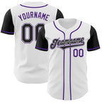Custom White Black-Purple Authentic Two Tone Baseball Jersey