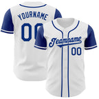 Custom White Royal Authentic Two Tone Baseball Jersey