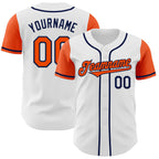 Custom White Orange-Navy Authentic Two Tone Baseball Jersey