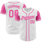 Custom White Pink Authentic Two Tone Baseball Jersey