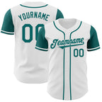 Custom White Teal Authentic Two Tone Baseball Jersey