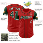 Custom Red Green-White Authentic Two Tone Baseball Jersey