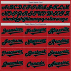 Custom Red Black-Teal Authentic Two Tone Baseball Jersey