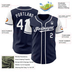 Custom Navy White Authentic Two Tone Baseball Jersey