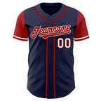 Custom Navy Red-White Authentic Two Tone Baseball Jersey