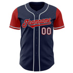 Custom Navy Red-Gray Authentic Two Tone Baseball Jersey