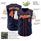 Custom Navy Orange-White Authentic Two Tone Baseball Jersey