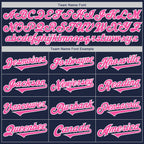 Custom Navy Pink-White Authentic Two Tone Baseball Jersey