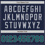 Custom Navy Teal-Gray Authentic Two Tone Baseball Jersey