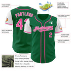Custom Kelly Green Pink-White Authentic Two Tone Baseball Jersey