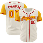 Custom Cream Gold-Red Authentic Two Tone Baseball Jersey