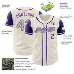 Custom Cream Gray-Purple Authentic Two Tone Baseball Jersey