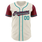 Custom Cream Crimson-Teal Authentic Two Tone Baseball Jersey