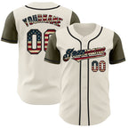 Custom Cream Vintage USA Flag Olive-Black Authentic Two Tone Baseball Jersey
