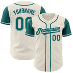 Custom Cream Teal-Gray Authentic Two Tone Baseball Jersey