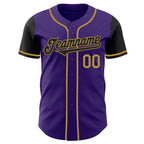 Custom Purple Black-Old Gold Authentic Two Tone Baseball Jersey
