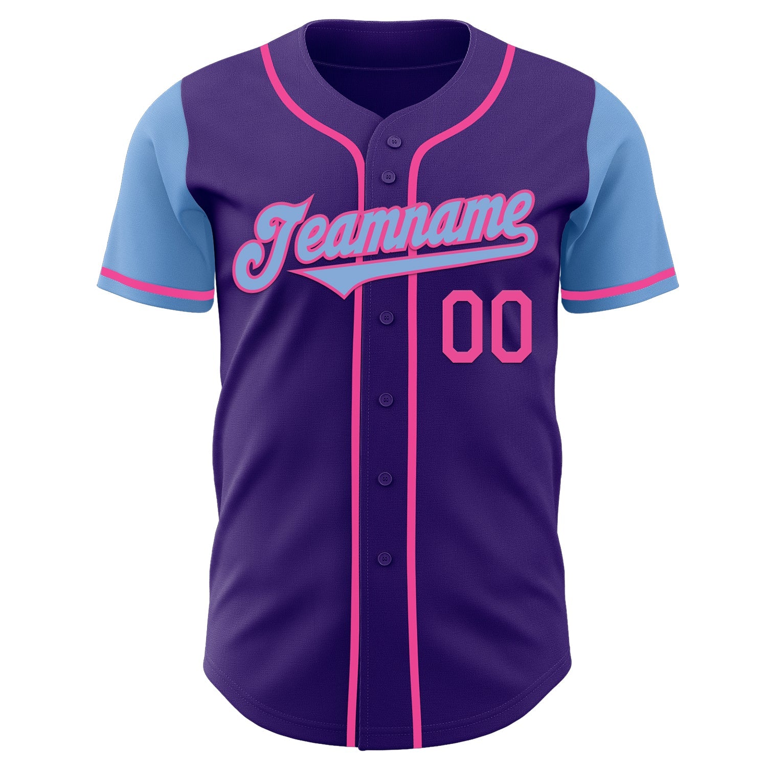 Custom Purple Light Blue-Pink Authentic Two Tone Baseball Jersey