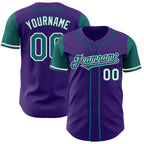Custom Purple Teal-White Authentic Two Tone Baseball Jersey