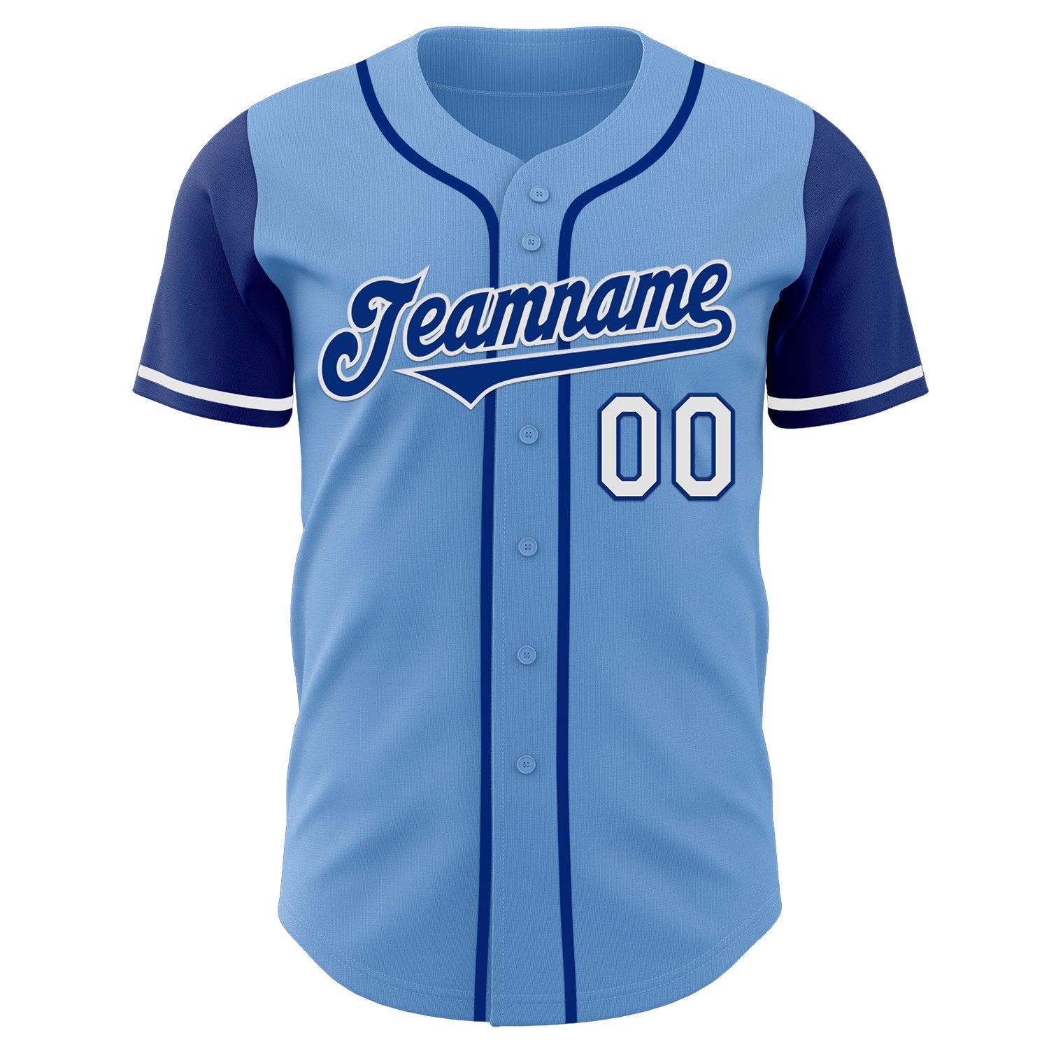 Custom Light Blue Royal-White Authentic Two Tone Baseball Jersey