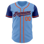 Custom Light Blue Royal-Orange Authentic Two Tone Baseball Jersey