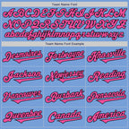 Custom Light Blue Pink-Black Authentic Two Tone Baseball Jersey