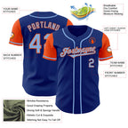 Custom Royal Light Blue-Orange Authentic Two Tone Baseball Jersey