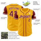 Custom Gold Crimson-White Authentic Two Tone Baseball Jersey