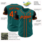 Custom Teal Orange-Black Authentic Two Tone Baseball Jersey