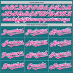 Custom Teal Pink-White Authentic Two Tone Baseball Jersey