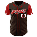 Custom Brown Red-White Authentic Two Tone Baseball Jersey