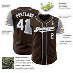 Custom Brown White-Gray Authentic Two Tone Baseball Jersey