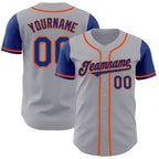 Custom Gray Royal-Orange Authentic Two Tone Baseball Jersey
