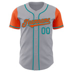 Custom Gray Orange-Teal Authentic Two Tone Baseball Jersey