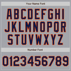 Custom Gray Navy-Orange Authentic Two Tone Baseball Jersey
