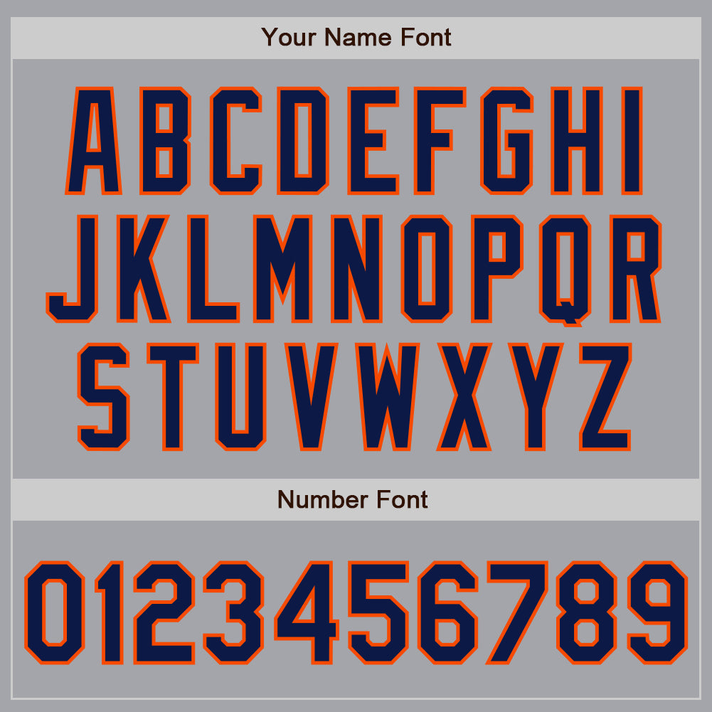 Custom Gray Navy-Orange Authentic Two Tone Baseball Jersey